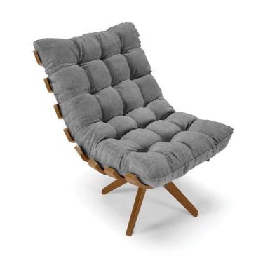 Imagem de Poltrona Giratória Costela Linho Base Madeira Ma30 - D'rossi Cor A26 G