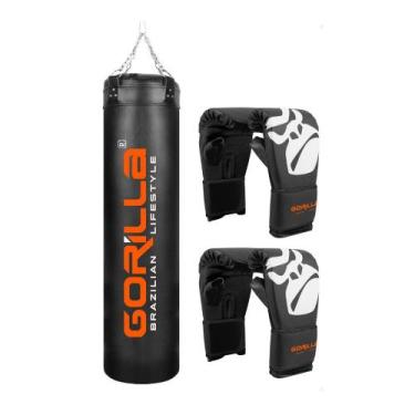 Imagem de Saco Pancada Grande 160 Cm Profissional Reforçado + Luva Bate Saco Adu