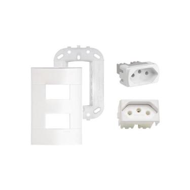 Imagem de Kit Conjunto 4x2 Tomada Dupla 10A e 20A Lunare Schneider branco