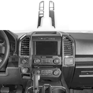 Imagem de JeCar Kits De Acabamento Interno Com Textura De Madeira Preta Para Ford F150 2015-2020, Console Central, Painel, Tampa De Ventilação De Ar, Acessórios Internos, 4 Peças