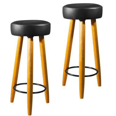 Imagem de Kit C/2 Banqueta Alta 70cm Courino Preta P/ Cozinha preto