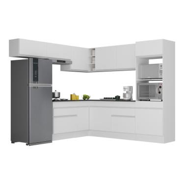 Imagem de Armário De Cozinha Completa De Canto Com Rodapé Veneza Multimóveis V2105 Branco Branco