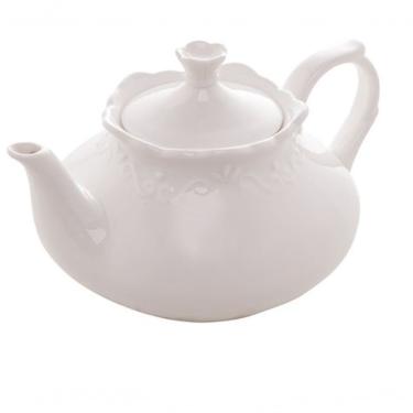 Imagem de Bule Porcelana Para Café Alto Relevo Branco 780Ml