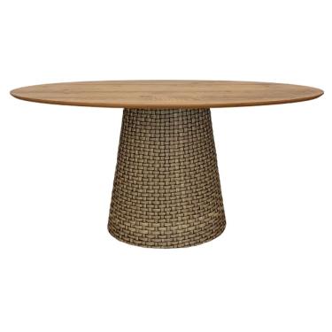 Imagem de Mesa De Jantar Cone Oval 198x122 Cm Tampo Antíqua Base Fibra Sintética Cor Marrom