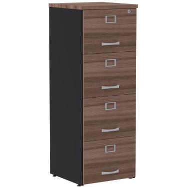 Imagem de Armário De Arquivo Oficio Pe25 Pandin 45,70 Cm (Largura) Em Mdp Walnut E Preto 4 Gavetas