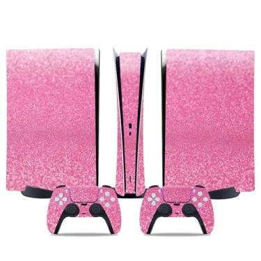 Imagem de Película de decalque para Ps5 Digital, capa adesiva de vinil de corpo inteiro para console digital PlayStation 5 e controle (rosa, PS5 Digital)