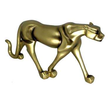 Imagem de Decoração Escultura Leopardo Dourado Enfeite Sala 31,5cm