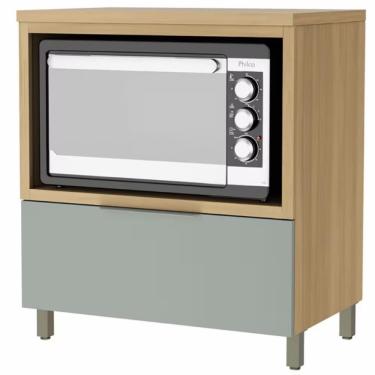 Imagem de Balcão Nesher Marquesa Em Mdf 15mm Nicho Para Micro-ondas Nature Com Verde