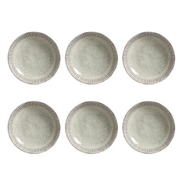 Imagem de Conjunto De Pratos Fundos Porto Brasil Linhas Pistache 6 Pçs Verde