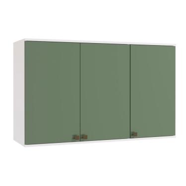 Imagem de Armário Aéreo Celeste Kappesberg 100% Mdf 3 Portas Branco/verde 120cm