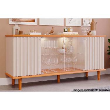 Imagem de Buffet De Sala Jantar Janice 4 Portas C/ Vidro Cinamomo/off White - Cimol