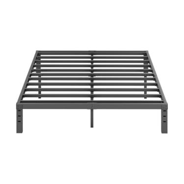 Imagem de ZIYOO Estrutura de cama de casal com ripas de aço resistente, estrutura de cama de plataforma de 30,5 cm, design antiderrapante, sem necessidade de mola box, montagem fácil, silencioso, sem ruído,