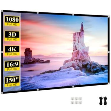 Imagem de SKERELL Tela De Projeção Portátil 150" Para Cinema: Telas Externas 4K Hd Dobráveis Anti-Vincos Pendurar Na Parede Interna, Home Theater (Sk-150)