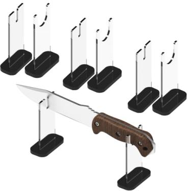 Imagem de LITAITAI Suporte Para Exibição De Espadas Samurai, Facas, Série Lâminas Fixas, Coleção Decorativa, Administrador, Acrílico (4 Peças) (Base Preta)