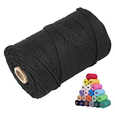 Imagem de KMALADO Cordão De Macramê Natural 5 Mm X 109 Jardas, Algodão Colorido, Torcido, Macio, Preto, Perfeito Para Projetos Artesanato E Decoração Casa