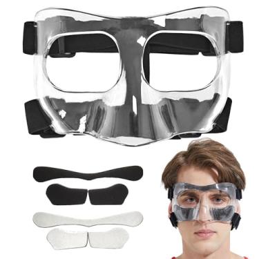 Imagem de LENASETH Protetor Nasal Para Proteção Facial Ajustável Quebrada De Basquete, Beisebol, Softbol, Máscaras Adultos E Adolescentes, Treinamento Esportivo, Protege Contra Lesões, Fechamento Transparente