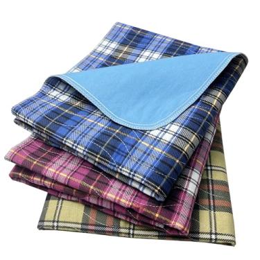 Imagem de iEarve Protetores De Cama Reutilizáveis E Laváveis Para Incontinência 32'' X 36'' (Pacote Com 3), Impermeáveis, Macios Duráveis Adultos, Idosos, Crianças Animais Estimação, Xadrez Multicolorido
