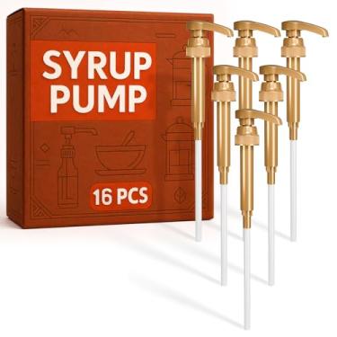 Imagem de Dispensador de bomba de xarope de café, 16 peças, bombas de xarope de café compatíveis com bomba de xarope Torani, dispensador de bomba de café, 750 ml, bomba de xarope de 750 ml, bomba de creme de café para garrafa de xarope de café