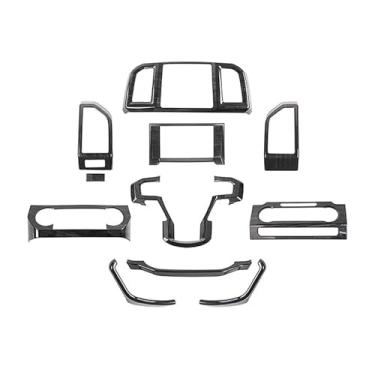 Imagem de Voodonala Kit de acabamento interno de grão de madeira preta compatível com acessórios Ford F150 2015-2020, painel de painel de painel de ventilação de ar painel de navegação para volante