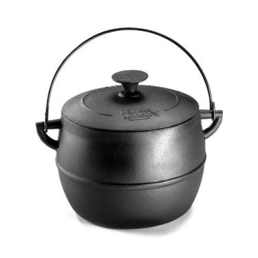 Imagem de Caldeirão Bojudo Tampa e Alça Ferro Panela Mineira 24cm 10L