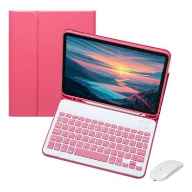 Imagem de Capa Para iPad Pro 11 e Teclado Bluetooth e Mouse 2018-2022 (Begônia Vermelho, Teclado comum)