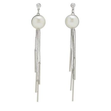 Imagem de Brinco Pérola Franja BC2550 - Akasaki, Prateado