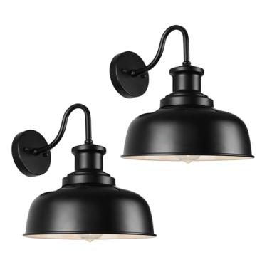 Imagem de Diyel Luzes solares de celeiro para exterior, luzes de parede externas com pescoço de ganso alimentadas por energia solar, arandelas de parede externa de fazenda, luminária externa industrial