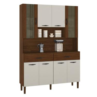 Imagem de Kit Cozinha 8P 2G 122 cm Golden Nogueira Off White Cp Ripado KTP