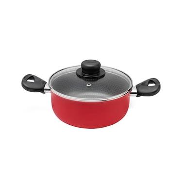 Imagem de Caçarola Multiflon Páprika em Alumínio com Revestimento Antiaderente e Tampa de Vidro com Saída de Vapor Vermelha - 20 cm