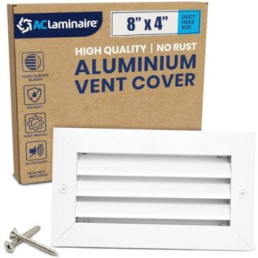 Imagem de Tampa decorativa de ventilação de retorno de ar de 20 cm x 10 cm (orifício do duto) - Grade de alumínio HVAC para teto e parede, ventilação de retorno AC à prova de ferrugem, design moderno premium