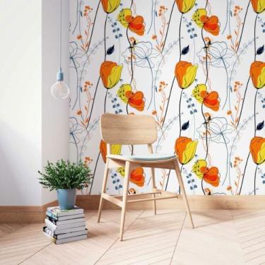 Imagem de Papel De Parede Adesivo Floral Abstrato N014100 Rolo 0,58x3M - Adesivo