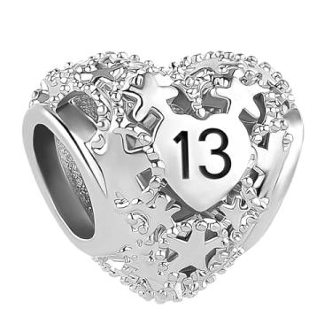 Imagem de MiiFort Pingente brilhante de 13 corações de amor serve para pulseiras Pandora Moments Jewelry Gift for Women Daughter Sister Granddaughter