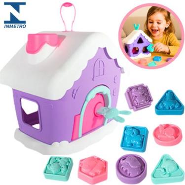 Imagem de Brinquedo Didático Casinha com Peças Geométricas Brinquedo de Encaixe 