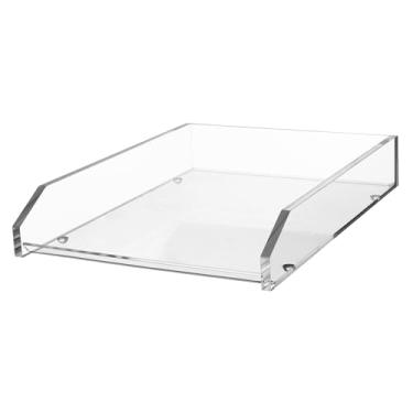 Imagem de Kantek Bandeja grande de acrílico transparente, organizador de mesa empilhável, carga frontal, 27 cm x 35 cm x 6,3 cm, pés antiderrapantes, organizador de escritório, acessório de mesa