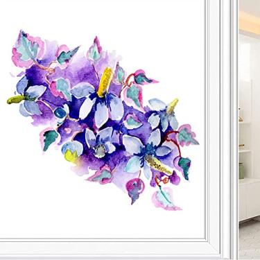 Imagem de Película de janela de privacidade de flores, textura de estilo floral, filme de vidro para sala de estar e escritório em casa, L90 x C 190 cm