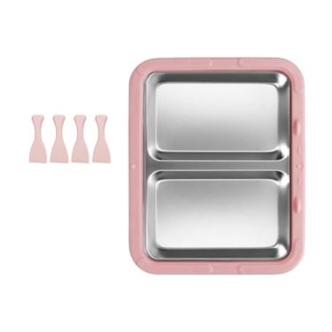 Imagem de predolo Máquina de Sorvete, Forma de Sorvete, aço Inoxidável, Atividades Divertidas para Famílias, Bandeja para Rolinhos de Iogurte Congelado Caseiro, Rosa Sem Tampa