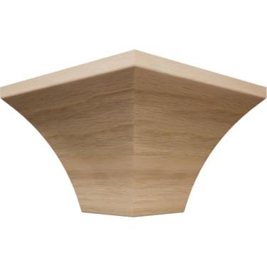 Imagem de 3 11/40.6 cm P x 4 3/40.6 cm A WM291 Americraft Solid Hardwood Stain Grade MiterLink Crown Molding Outside Corner, White Oak (Matches Moulding MLDW01X05WM291WO)