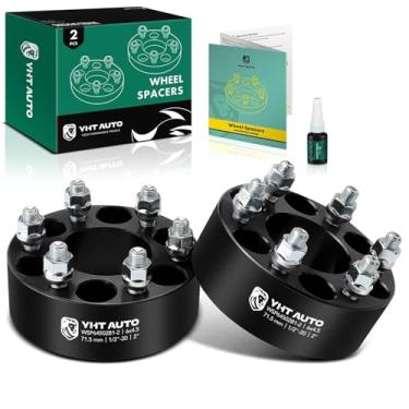 Imagem de YHTAUTO Espaçadores de roda de 15,2 x 11,44 cm compatíveis com Dodge Dakota 1991-2004, Durango 1998-2003, Viper 1992-2017 Espaçadores de pneu com parafusos de grau 1/2"-20 e 12,9", furo do cubo de 71,5 mm, furo do cubo de 22,5 mm PCS preto