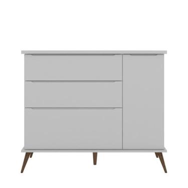 Imagem de Comoda Infantil Melinda 4 Gavetas MDF Pés Madeira Cinza Pheonix Baby