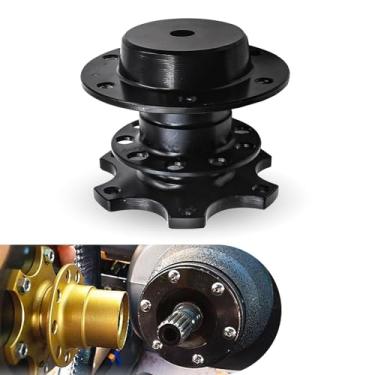 Imagem de MOXRUQ Adaptador de liberação rápida para volante, adaptador de cubo de volante de liberação rápida de 6 furos, acessórios de modificação de volante de corrida, universal para a maioria dos carros