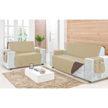 Imagem de Capa Protetora Para Sofá Manu 2 e 3 Lugares Liso Com bolso Microfibra 