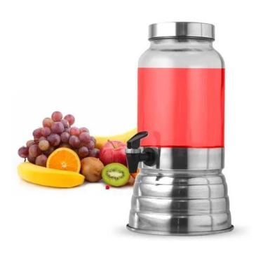 Imagem de Suqueira De Vidro Com Torneira Suporte Dispenser 3 Litros - Alumínios 