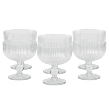 Imagem de Conjunto com 6 Taças de Vidro 320ml Design Canelado para Sorvete e Sobremesa Vidro Resistente e Sofisticado Premium