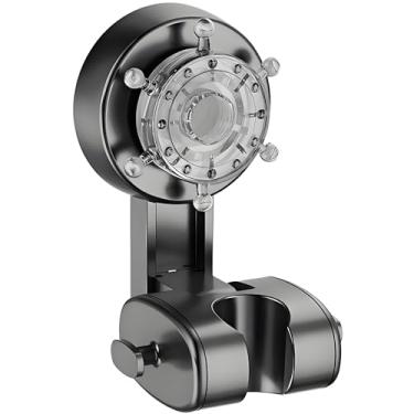 Imagem de Suporte de chuveiro de roda de navio pirata com ventosa ajustável – organizador de banheiro sem broca, suporte de parede com ventosa forte para mangueira de chuveiro, suporte de parede removível