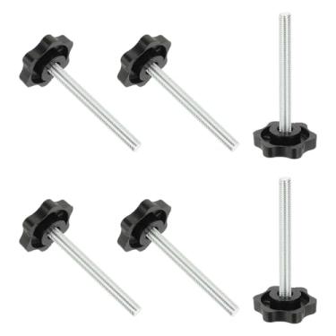 Imagem de PATIKIL M6 x 60 mm Thread Star Knobs, 6 peças de plástico estrela aperto manual parafuso aperto alça com parafusos para substituição de base de guarda-chuva ferramentas de marcenaria, preto