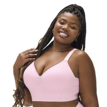 Imagem de Sutiã Comfort Plus Size Com Bojo e Renda Sem Costura Rosa Balé - Zee R