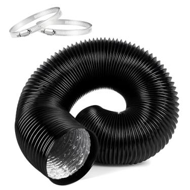 Imagem de iPower Mangueira de ventilação de secador de 4 camadas flexível de 10 cm, 4 metros, para ventilação e exaustão, aquecimento HVAC, resfriamento, ventilação e exaustão, 2 braçadeiras incluídas, preto