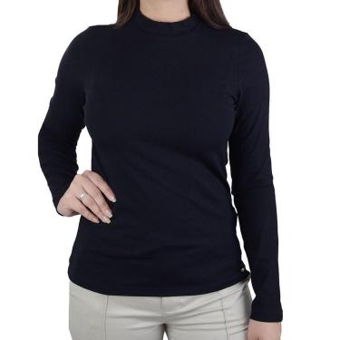 Imagem de Blusa Feminina Lado Avesso ML Gola Alta Preta - L1245-Feminino