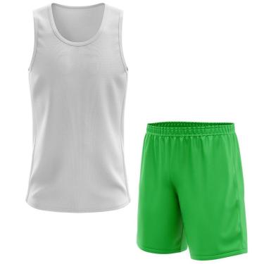 Imagem de Kit Calção Short Futebol Basquete Verde + Regata Masculina Lisa Básica Dry-Masculino