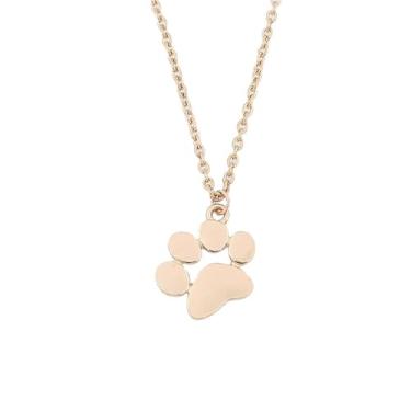 Imagem de LPYO Colar com estampa de pata de animal de estimação, para mulheres e meninas, fofo, de aço inoxidável, cachorrinho, gato, pata para amantes de animais, corrente ajustável, Aço inoxidável, Sem Pedra